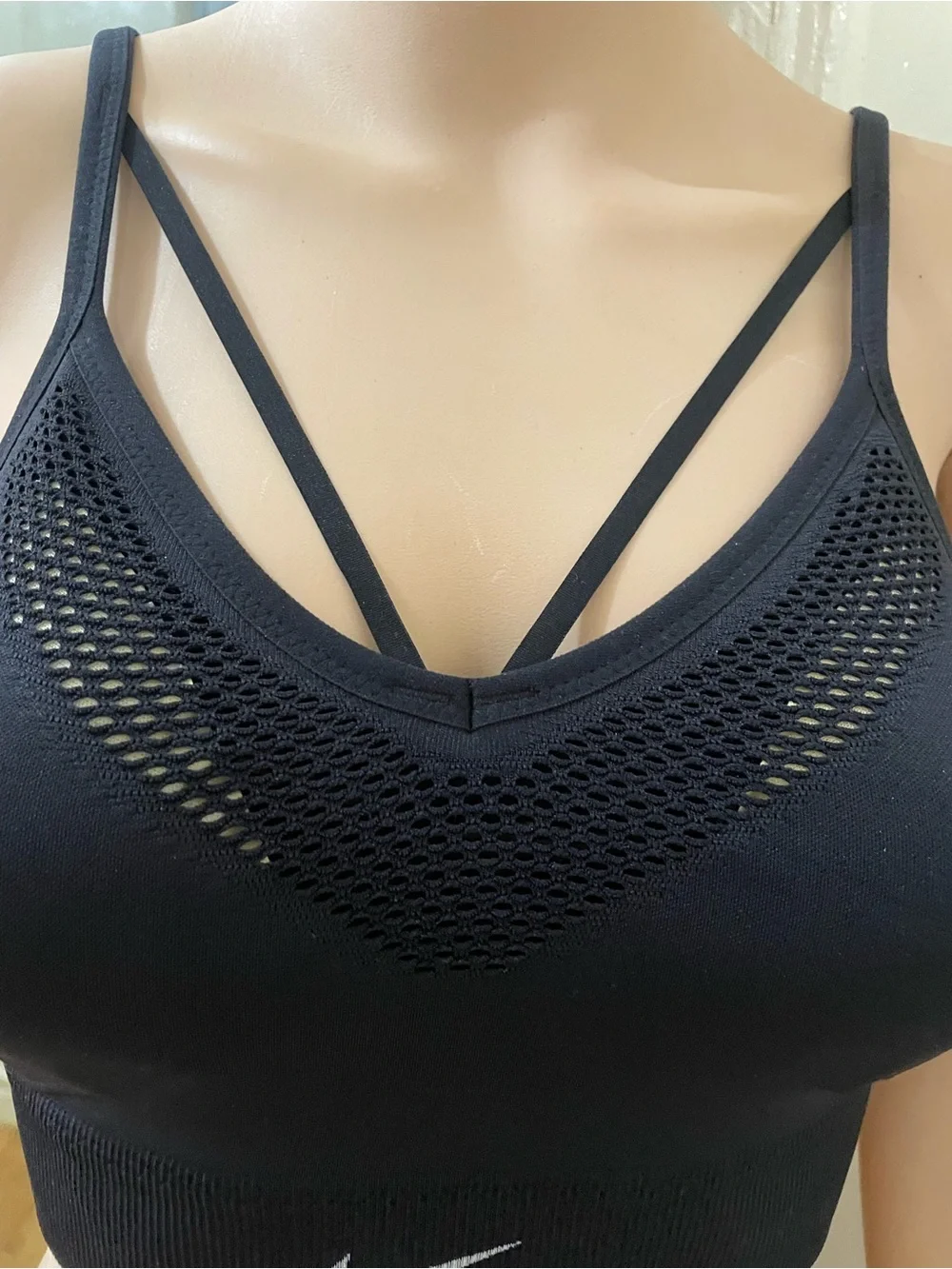 Nike Black Strappy V-Neck Sports Bra
